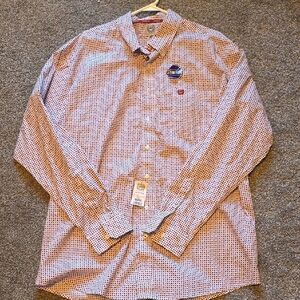 Cinch Men's White With Red And Black Pattern Button Down Shirt